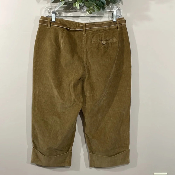 Talbots Petites Stretch Corduroy Cuffed Capri Brown Velvet Ribbon Belt 8 - Picture 5 of 16